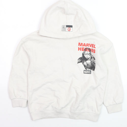 Marks and Spencer Boys White Marvel Heroes Hoodie 7-8 Years Cotton Blend
