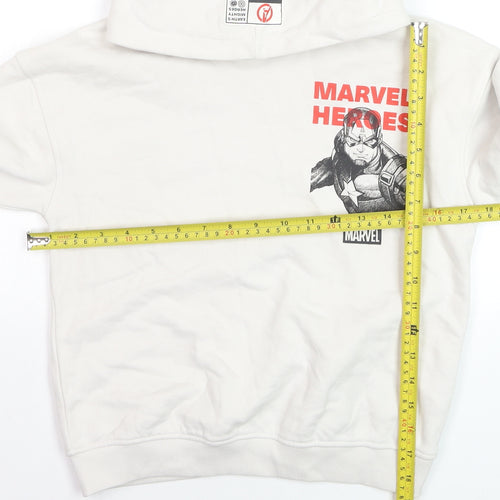 Marks and Spencer Boys White Marvel Heroes Hoodie 7-8 Years Cotton Blend