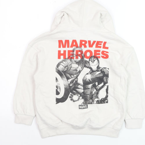 Marks and Spencer Boys White Marvel Heroes Hoodie 7-8 Years Cotton Blend