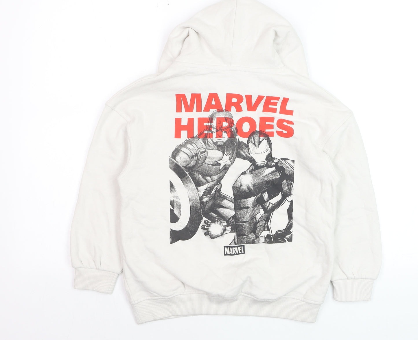 Marks and Spencer Boys White Marvel Heroes Hoodie 7-8 Years Cotton Blend