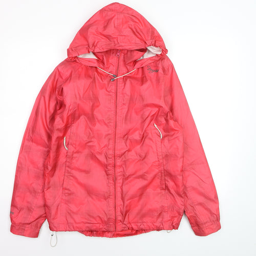 TOG24 Womens Red Hooded Waterproof Rain Jacket Size 10-12