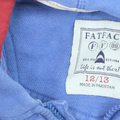 FatFace Boys Blue Full Zip Hoodie Size 12-13 Years Cotton Blend