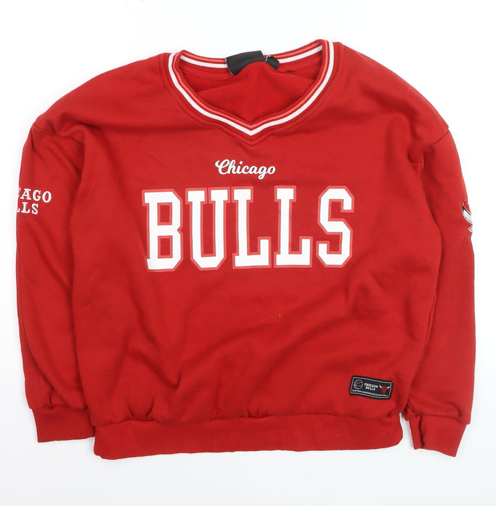 NBA Chicago Bulls Red Sweatshirt Women 2XS Crew Neck Pullover Logo