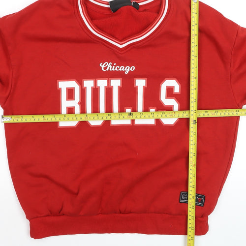 NBA Chicago Bulls Red Sweatshirt Women 2XS Crew Neck Pullover Logo
