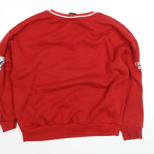 NBA Chicago Bulls Red Sweatshirt Women 2XS Crew Neck Pullover Logo
