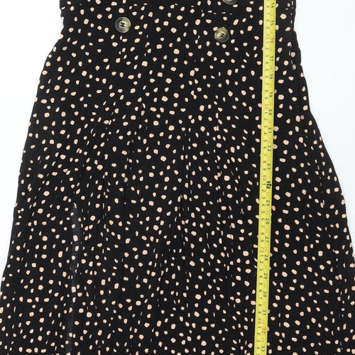 Topshop Women's Black Polka Dot Midi Fit & Flare Dress Size 8