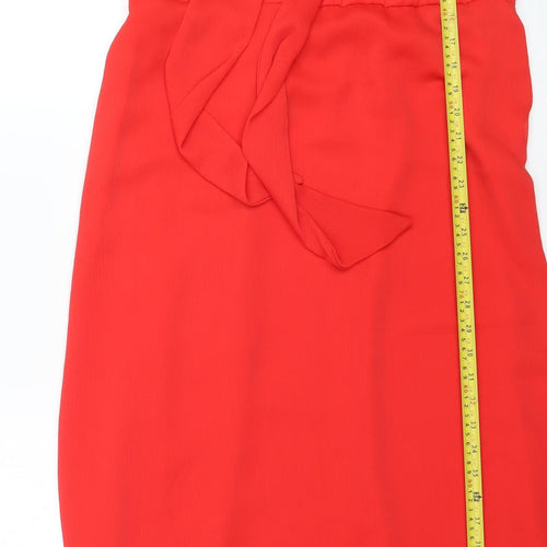 River Island Women Red Wrap Midi Dress Size 20 Long Sleeve Chiffon