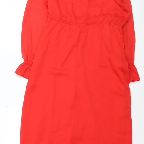 River Island Women Red Wrap Midi Dress Size 20 Long Sleeve Chiffon