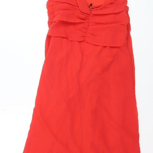 Boohoo Women Red Halter Hi-Low Chiffon Party Dress Size 12