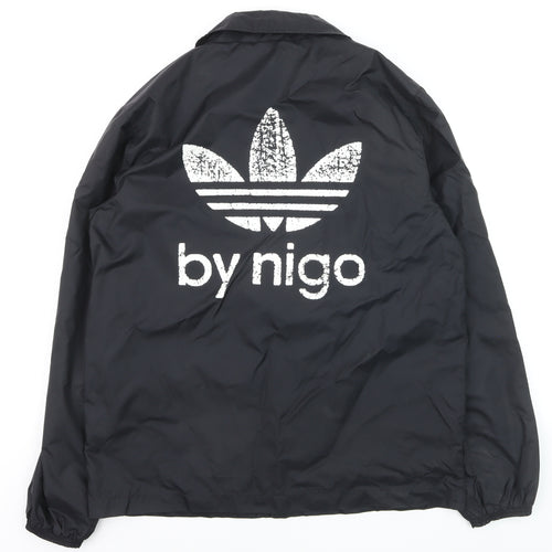 Adidas Men Black Nylon Coach Jacket S by Nigo Collared Streetwear