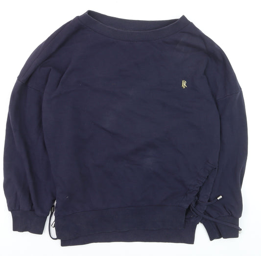 River Island Womens Navy Blue Pullover Sweatshirt S Drawstring Hem