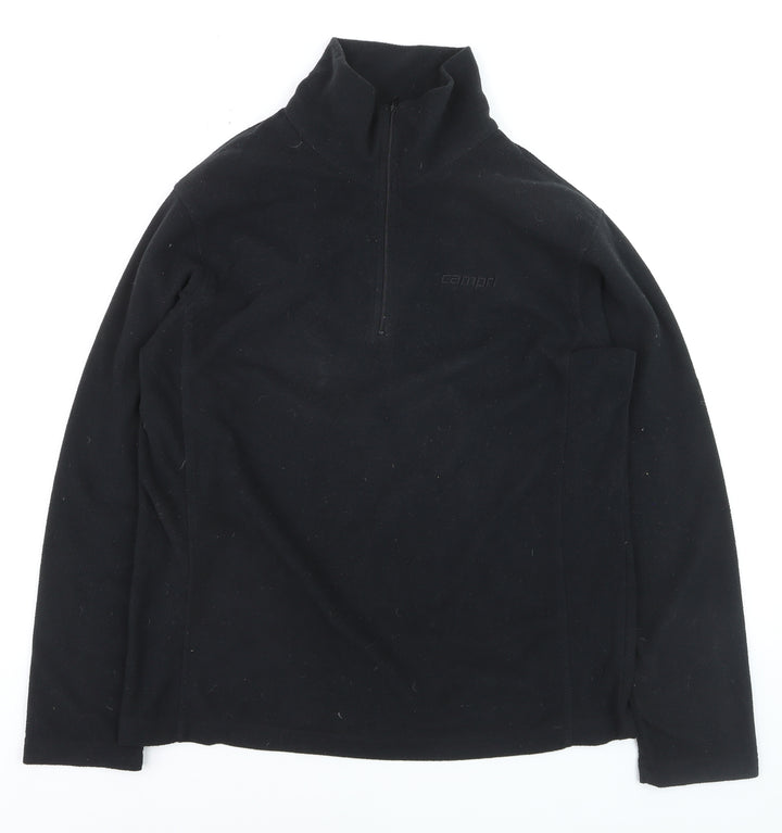 Campri Mens Black Fleece 1/4 Zip Pullover Sweatshirt L
