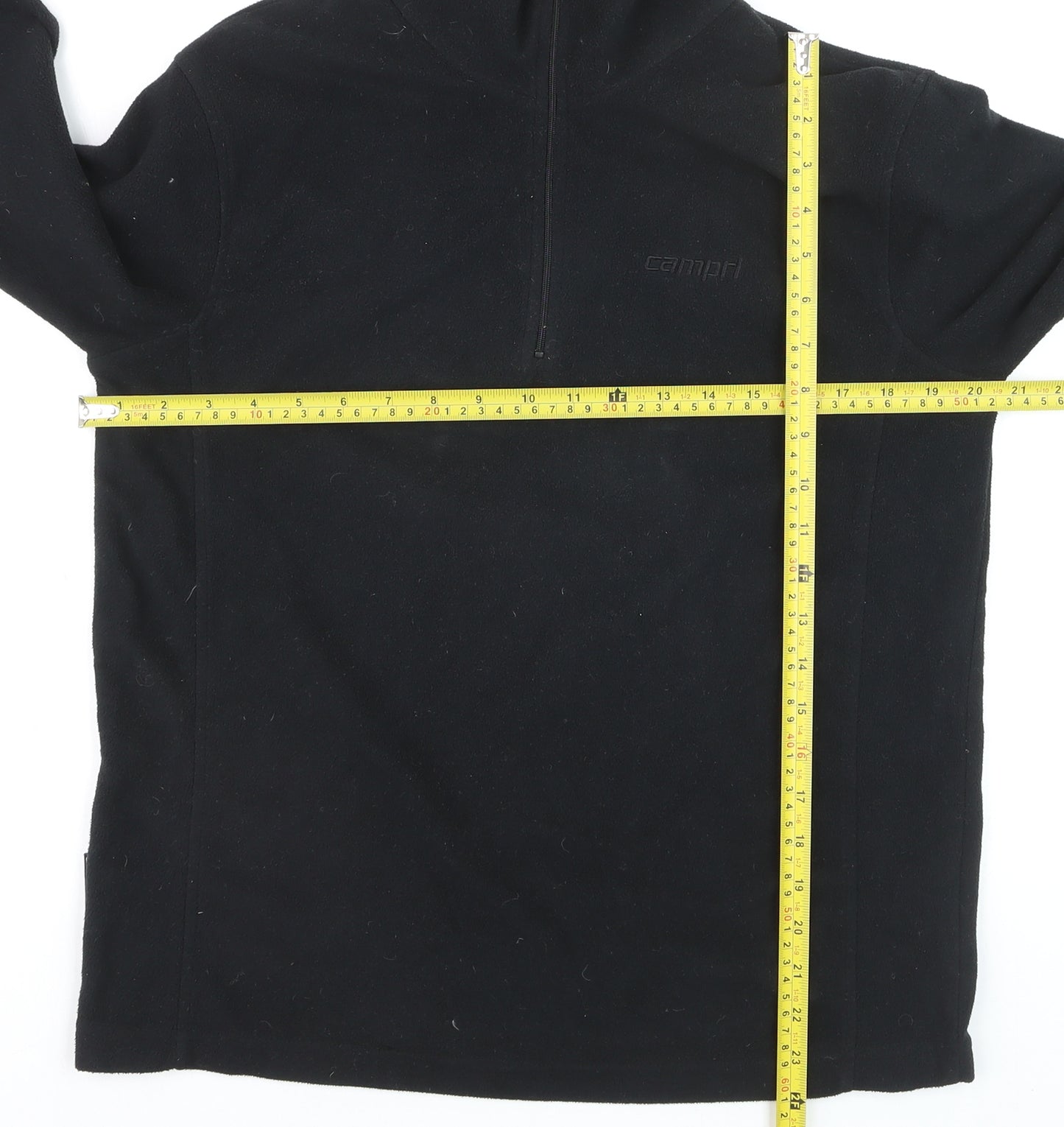 Campri Mens Black Fleece 1/4 Zip Pullover Sweatshirt L