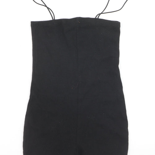 ZARA Women's Black Slim Fit Ribbed Knit Strap Playsuit Size S