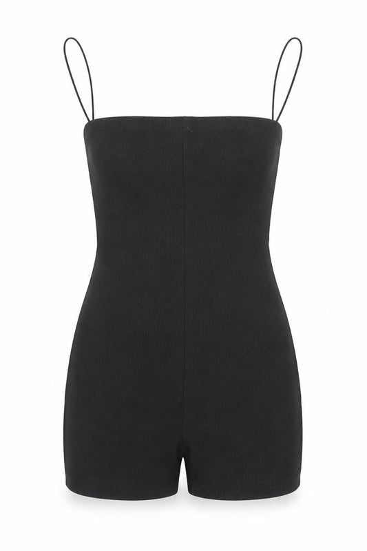 ZARA Women's Black Slim Fit Ribbed Knit Strap Playsuit Size S