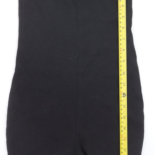 ZARA Women's Black Slim Fit Ribbed Knit Strap Playsuit Size S