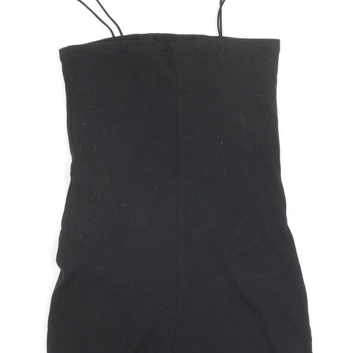 ZARA Women's Black Slim Fit Ribbed Knit Strap Playsuit Size S