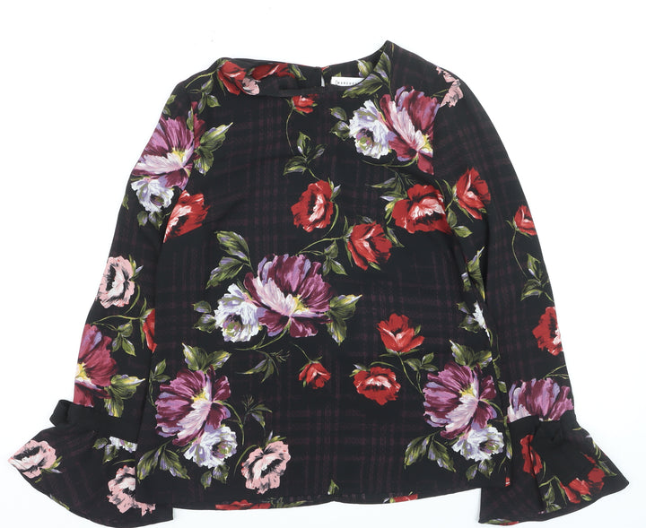 Warehouse Womens Multicoloured Floral Bell Sleeve Blouse Size 8