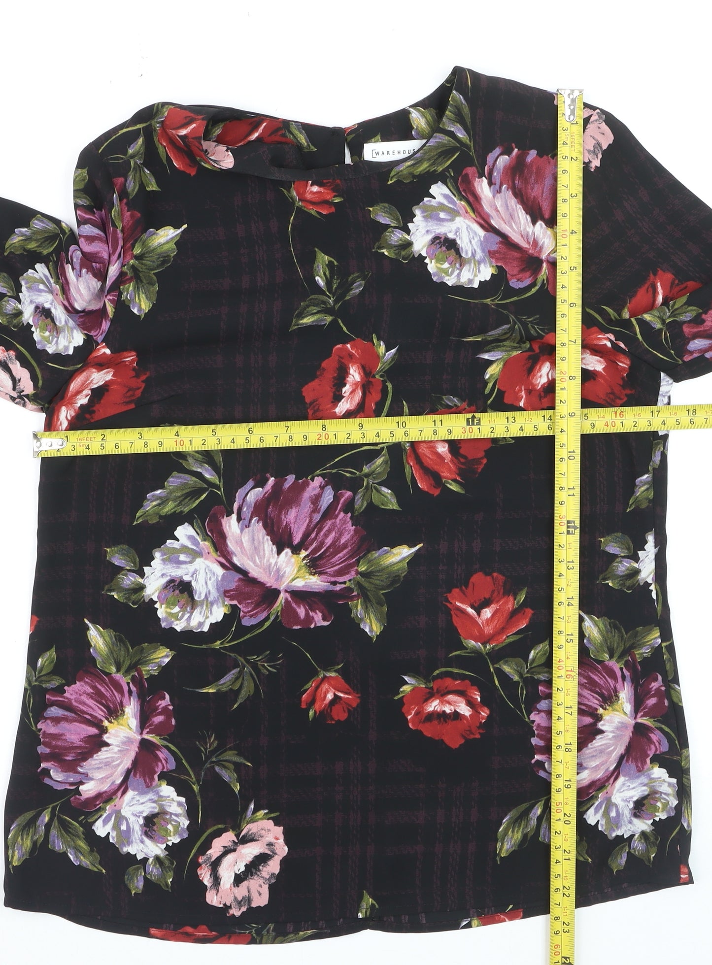 Warehouse Womens Multicoloured Floral Bell Sleeve Blouse Size 8