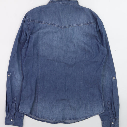 ONLY Women's Blue Denim Button-Up Shirt Size 10 Long Sleeve