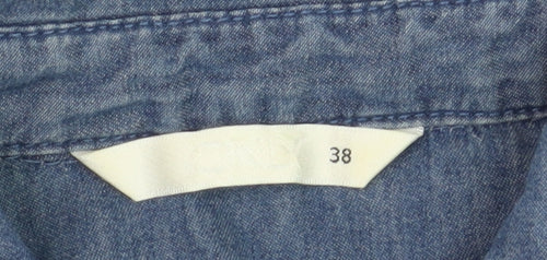 ONLY Women's Blue Denim Button-Up Shirt Size 10 Long Sleeve