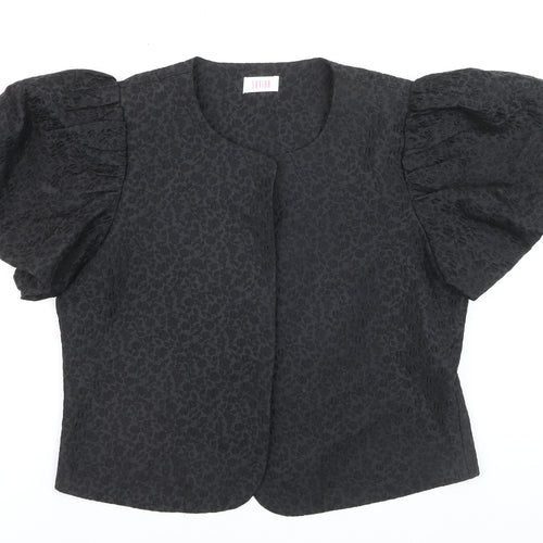 Savida Women Black Puff Sleeve Jacquard Blouse XL Elegant Stylish Top