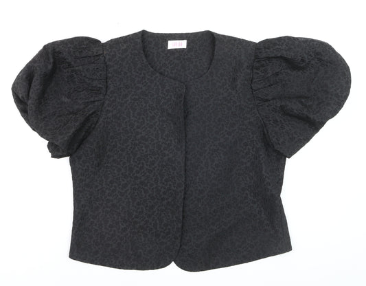 Savida Women Black Puff Sleeve Jacquard Blouse XL Elegant Stylish Top