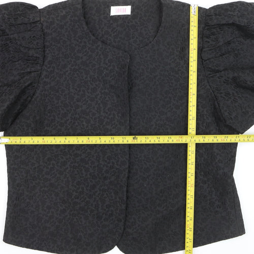 Savida Women Black Puff Sleeve Jacquard Blouse XL Elegant Stylish Top