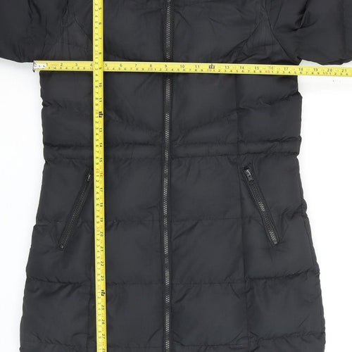 Threadbare Womens Black Size 6 Puffer Jacket Hooded Mid-Length Coat