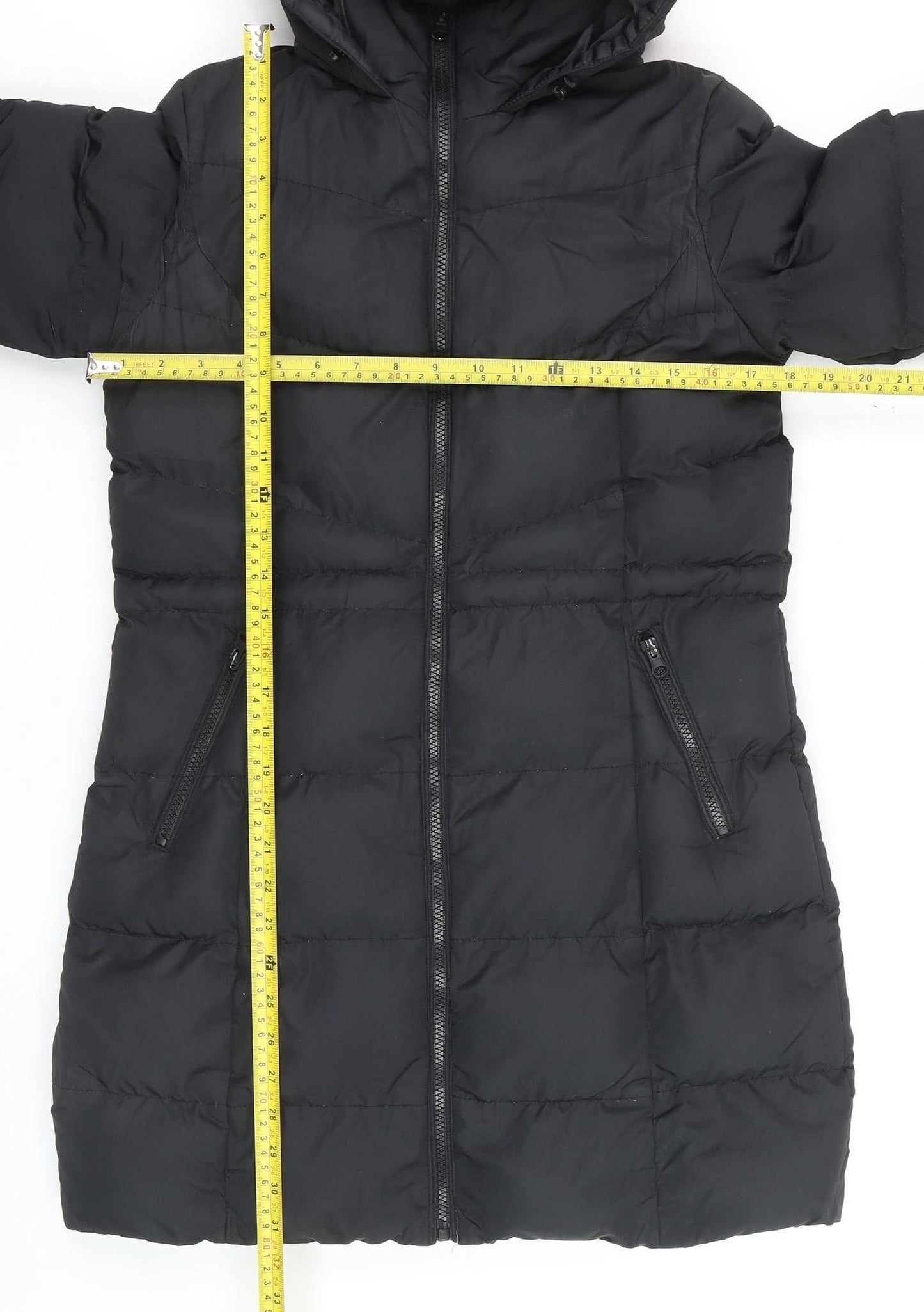 Threadbare Womens Black Size 6 Puffer Jacket Hooded Mid-Length Coat