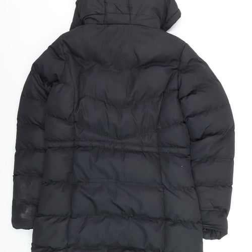 Threadbare Womens Black Size 6 Puffer Jacket Hooded Mid-Length Coat