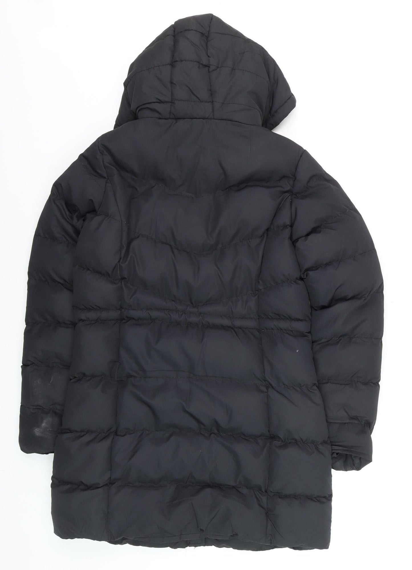 Threadbare Womens Black Size 6 Puffer Jacket Hooded Mid-Length Coat