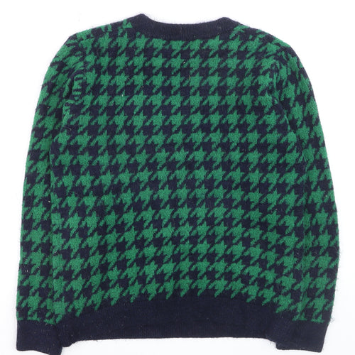 Rant & Rave Women's Green Houndstooth Knit Pullover Jumper Size 16