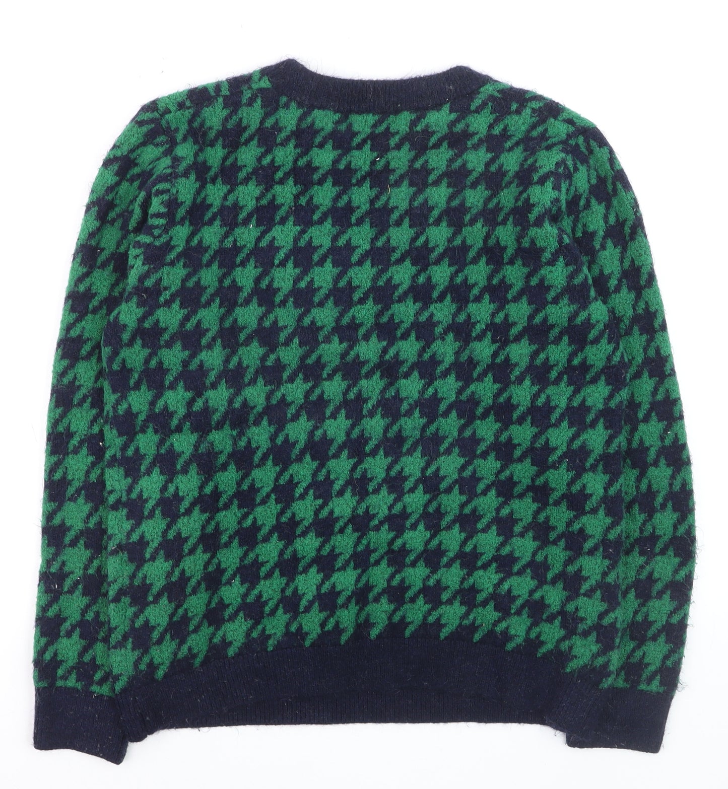 Rant & Rave Women's Green Houndstooth Knit Pullover Jumper Size 16