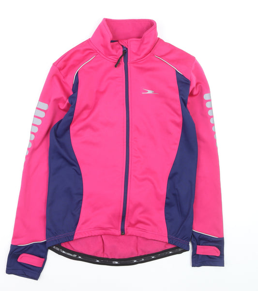 Crane Womens Pink Polyester Track Jacket Size 12 Cycling Reflective