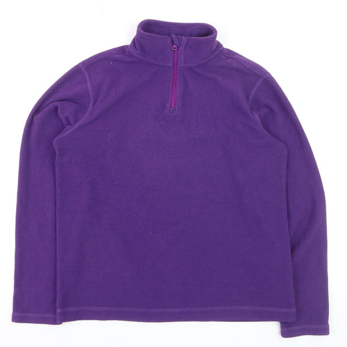 Lands' End Girls Purple Fleece 1/4 Zip Pullover Sweatshirt 10-11 Years