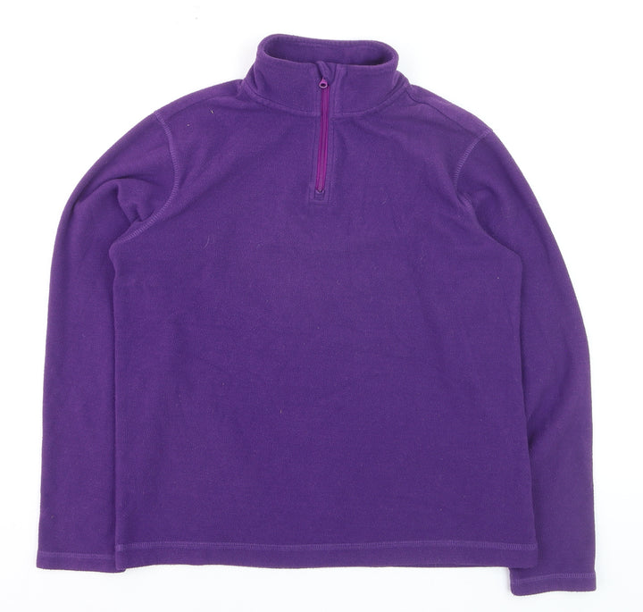 Lands' End Girls Purple Fleece 1/4 Zip Pullover Sweatshirt 10-11 Years