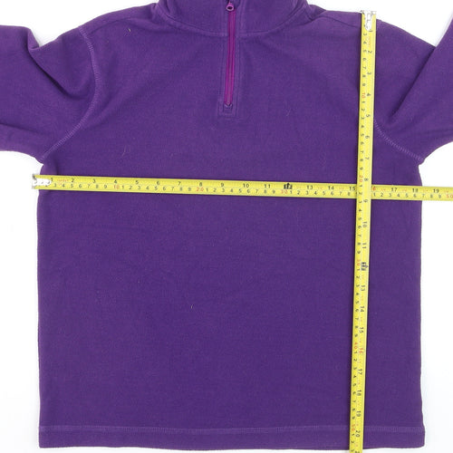 Lands' End Girls Purple Fleece 1/4 Zip Pullover Sweatshirt 10-11 Years