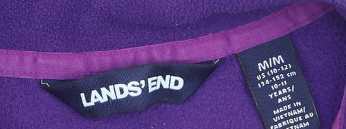 Lands' End Girls Purple Fleece 1/4 Zip Pullover Sweatshirt 10-11 Years