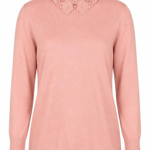 Warehouse Women’s Pink Lace Collar Knit Jumper Size 10
