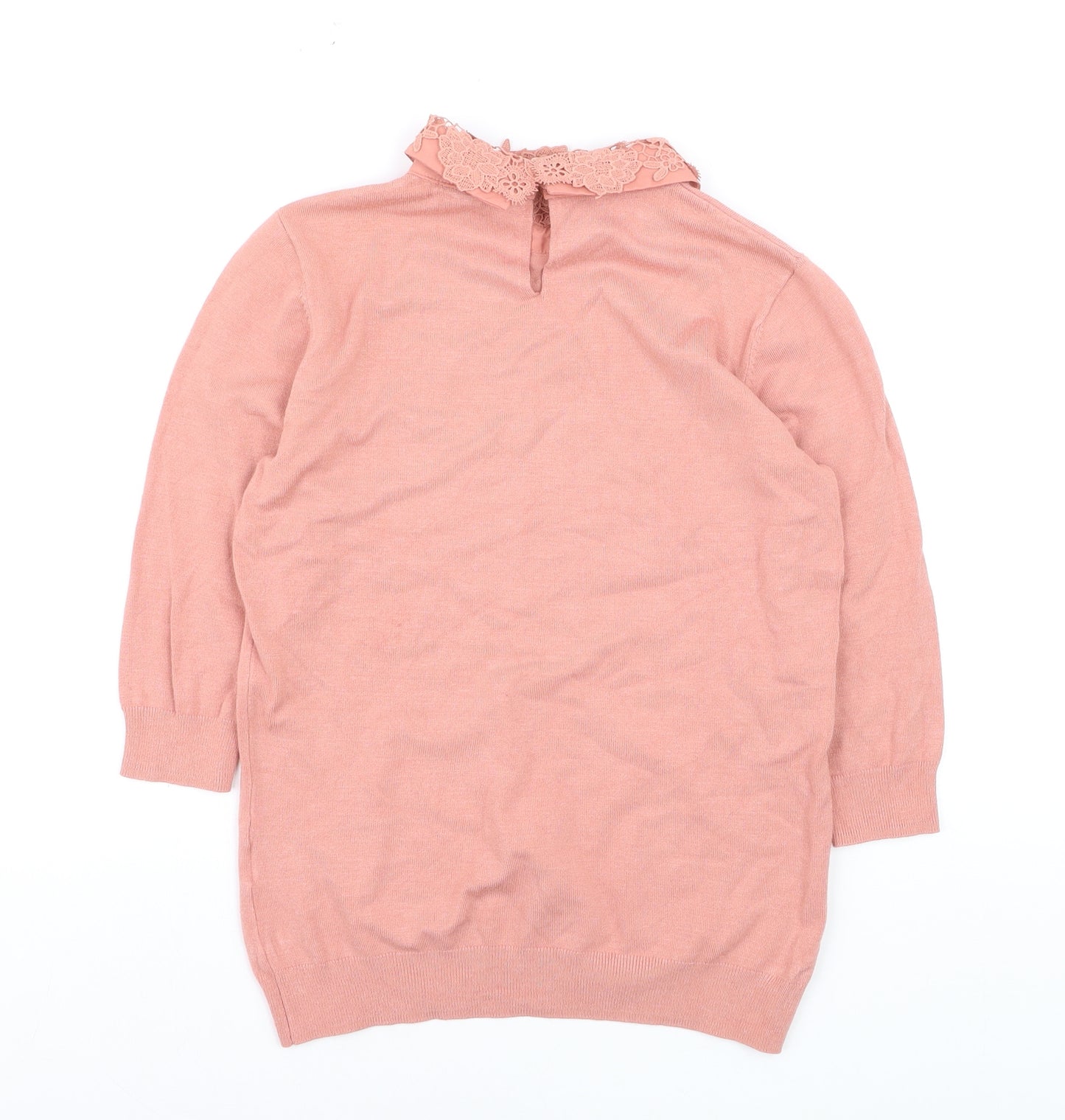 Warehouse Women’s Pink Lace Collar Knit Jumper Size 10