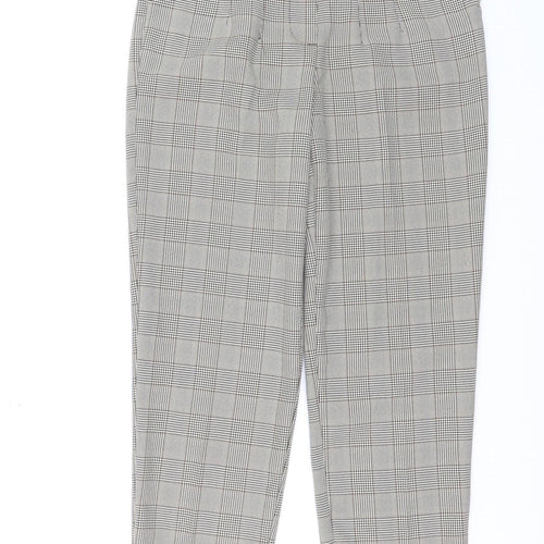 Primark Women’s Grey Checked Tapered Chino Trousers Size 6