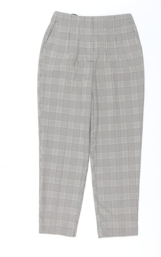 Primark Women’s Grey Checked Tapered Chino Trousers Size 6