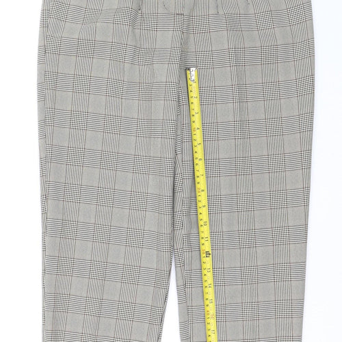 Primark Women’s Grey Checked Tapered Chino Trousers Size 6