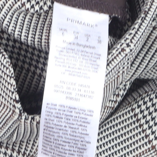 Primark Women’s Grey Checked Tapered Chino Trousers Size 6