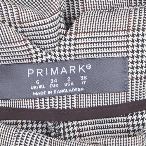 Primark Women’s Grey Checked Tapered Chino Trousers Size 6