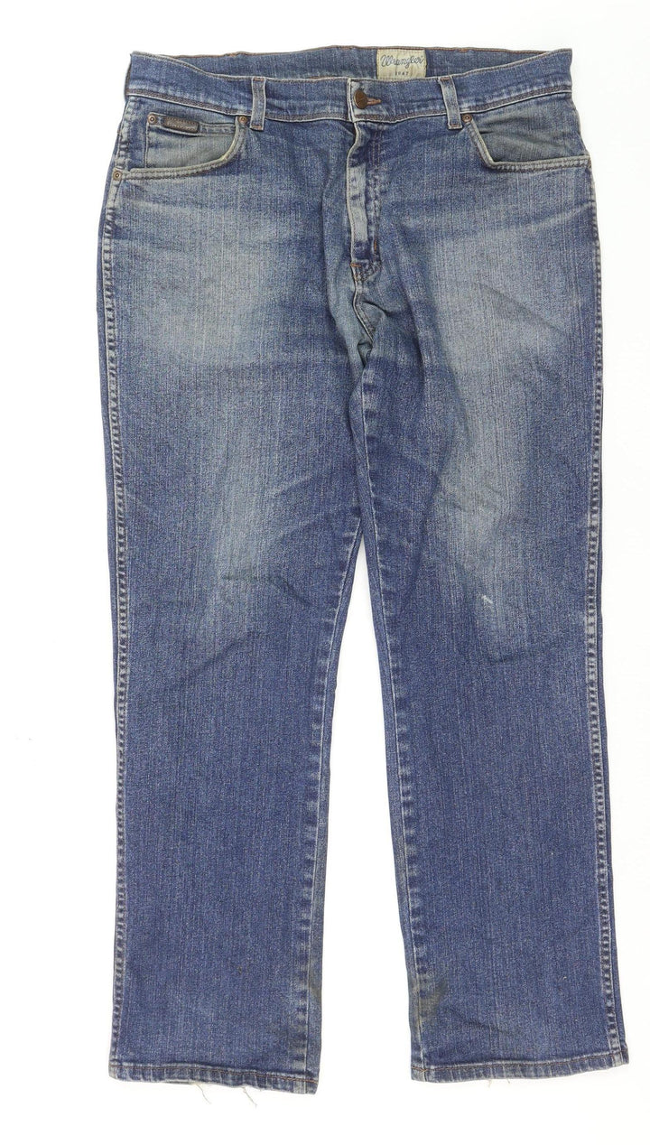 Wrangler Men's Blue Straight Denim Jeans W36 L30 Texas Stretch