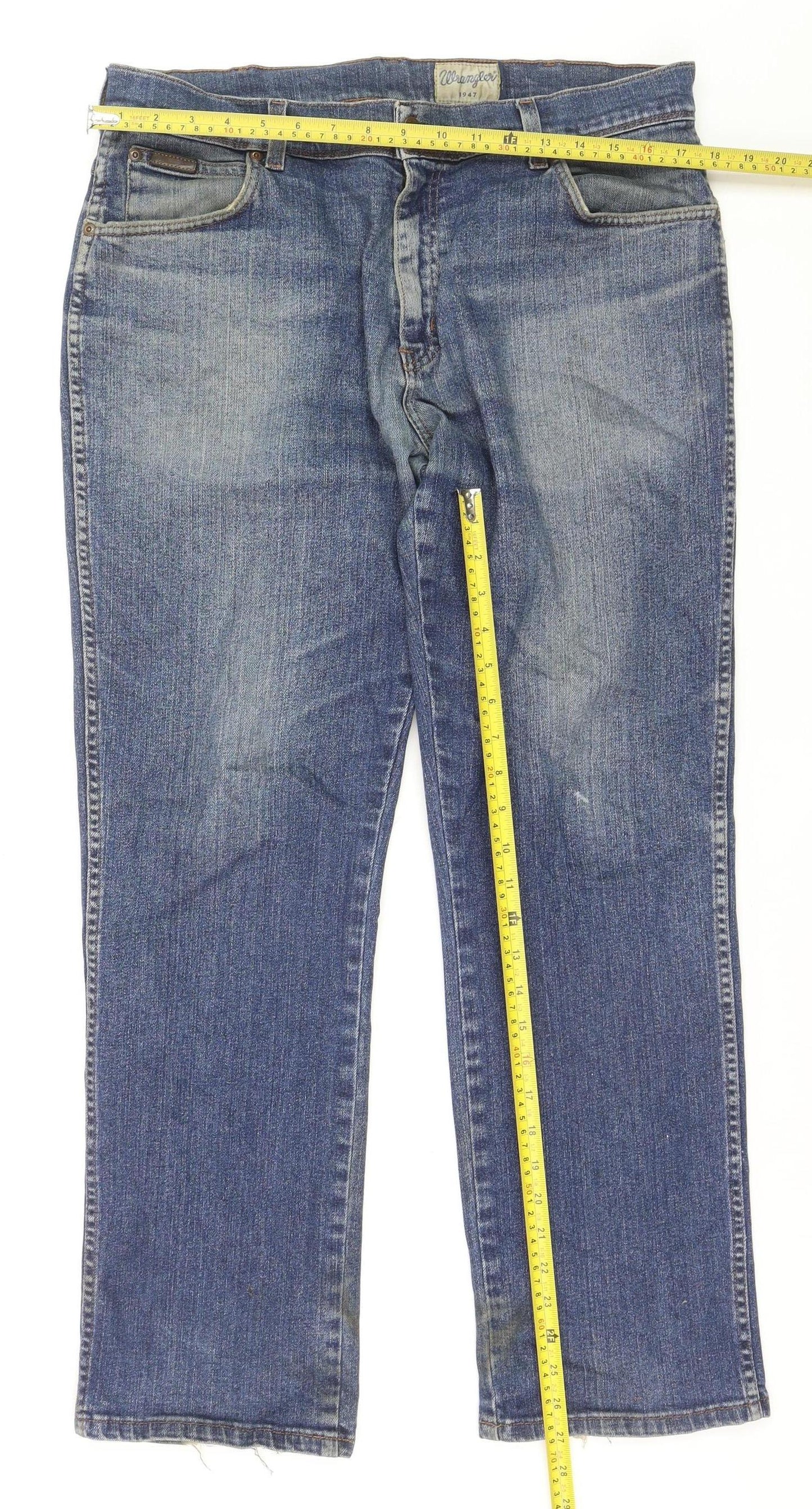 Wrangler Men's Blue Straight Denim Jeans W36 L30 Texas Stretch