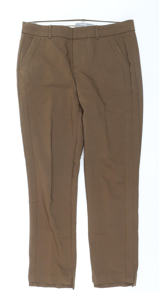 Fransa Womens Brown Dress Pants Size 12 Straight Leg Work Trousers