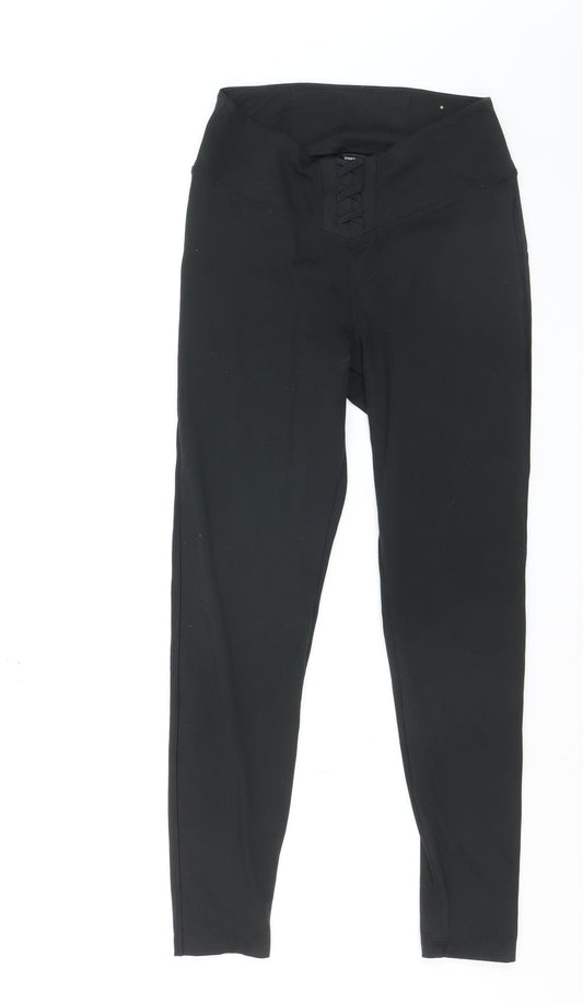 PINK Women's Black High Rise Lace-Up Active Leggings Size L